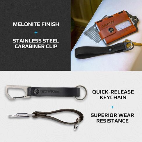 سلسلة مفاتيح Trayvax Keyton Clip Carabiner من الفولاذ المقاوم للصدأ، بني داكن، معدن أسود in Saudi Arabia