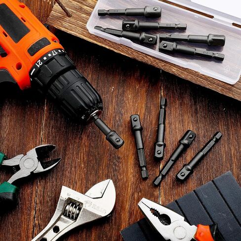 20 Pieces 3/8 inch Impact Adapter Square Socket Bit Adapter Hex Impact Socket for Drills Extension Socket Driver Bits Impact Socket Adapter for Automotive DIY-1/4 Hex Shank (Black) in Saudi Arabia