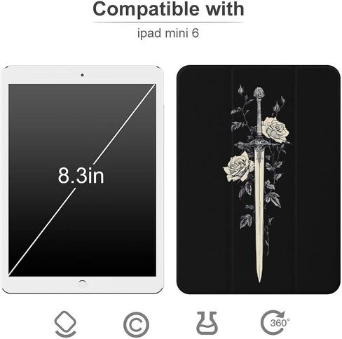 سيف مع روز زهور علبة مع حامل القلم رفيع الخفيف الوزن trifold حامل متوافق مع iPad mini 4/5/6 mini4/5 （7.9in） in Kuwait