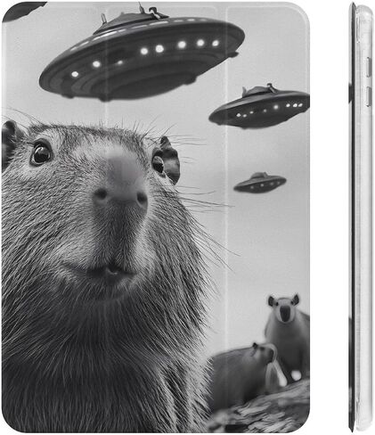 قضية Aliens Capybara مع حامل القلم Trifold Trifold Stand متوافق مع iPad Mini 4/5/6 Mini6 （8.3in） in Kuwait