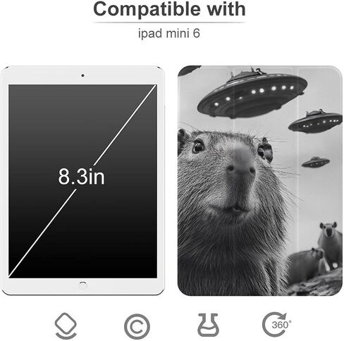 قضية Aliens Capybara مع حامل القلم Trifold Trifold Stand متوافق مع iPad Mini 4/5/6 Mini6 （8.3in） in Kuwait