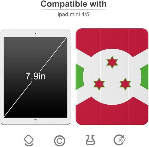 علم علبة Burundi مع حامل القلم Trifold Slim خفيف الوزن متوافق مع iPad Mini 4/5/6 Mini6 （8.3in） in Kuwait