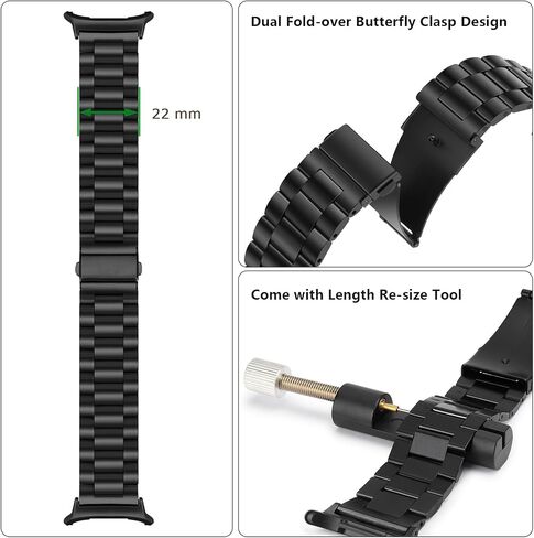 Tasikar No Gap Bands Compatible with Samsung Galaxy Watch Band 7/6/5/4/FE 44mm 40mm/6 Classic Band 47mm 43mm/5 Pro 45mm/4 Classic 46mm 42mm, 20mm Metal Strap for Men Women, Gold in Kuwait