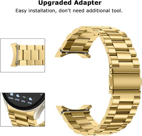 Tasikar No Gap Bands Compatible with Samsung Galaxy Watch Band 7/6/5/4/FE 44mm 40mm/6 Classic Band 47mm 43mm/5 Pro 45mm/4 Classic 46mm 42mm, 20mm Metal Strap for Men Women, Gold in Kuwait