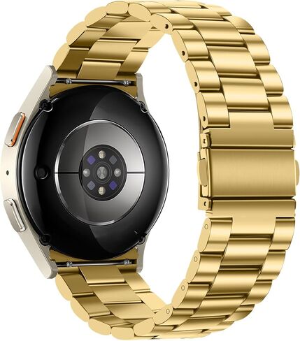 Tasikar No Gap Bands Compatible with Samsung Galaxy Watch Band 7/6/5/4/FE 44mm 40mm/6 Classic Band 47mm 43mm/5 Pro 45mm/4 Classic 46mm 42mm, 20mm Metal Strap for Men Women, Gold in Kuwait