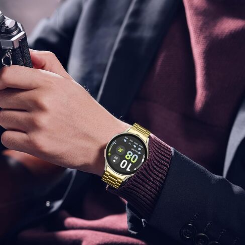 Tasikar No Gap Bands Compatible with Samsung Galaxy Watch Band 7/6/5/4/FE 44mm 40mm/6 Classic Band 47mm 43mm/5 Pro 45mm/4 Classic 46mm 42mm, 20mm Metal Strap for Men Women, Gold in Kuwait