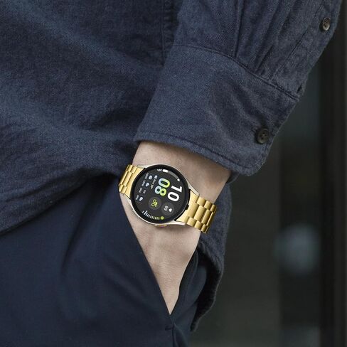 Tasikar No Gap Bands Compatible with Samsung Galaxy Watch Band 7/6/5/4/FE 44mm 40mm/6 Classic Band 47mm 43mm/5 Pro 45mm/4 Classic 46mm 42mm, 20mm Metal Strap for Men Women, Gold in Kuwait