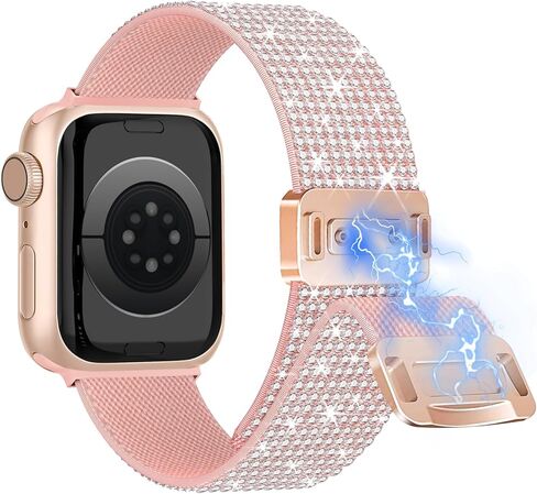 Wipalor Sparkly Stretgly Nylon Magnetic Band Fit Bling Apple Watch Bands للنساء (سلسلة 42 مم 11/10) in Kuwait