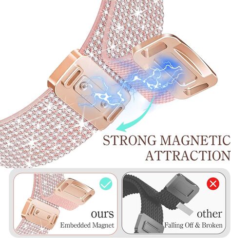 Wipalor Sparkly Stretgly Nylon Magnetic Band Fit Bling Apple Watch Bands للنساء (سلسلة 42 مم 11/10) in Kuwait