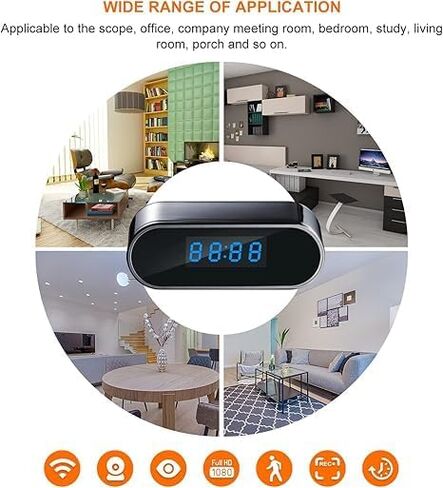Home Indoor Security Camera: 1080P HD Pet/Baby/Elder Monitor with Night Vision, Motion Alerts, Phone App & Clock Display in Saudi Arabia