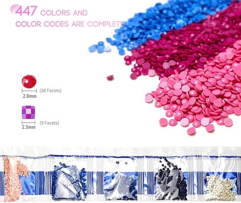 447 Colors Diamond Painting Gems, 89400 5D Square Diamond Beads，For Diamond Painting Diamond Missing and DIY Crystal Art Diamond Art accessories in Saudi Arabia