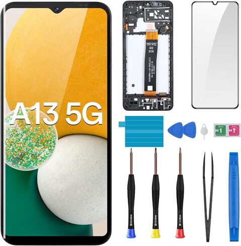ل Samsung Galaxy A13 5G شاشة الاستبدال LCD شاشة شاشة لمسة لمسة تجميع كامل مع زر الجانبية الجانبية مكبر صوت الاهتزاز أدوات إصلاح الزجاج مجموعة SM-A136U SM-A136U1 in Saudi Arabia