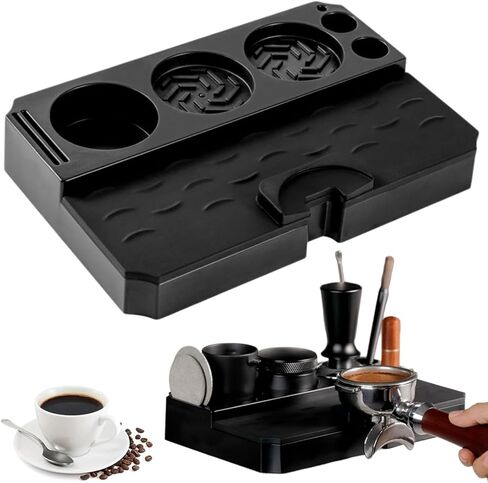 Espresso Tamping Station, Coffee Tamper Holder Base for 51/54/58MM Espresso Tamper Portafilters, Espresso Tamp Mat Organizer- Can be Adjustable Stand Height in Saudi Arabia