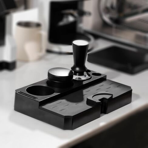 Espresso Tamping Station, Coffee Tamper Holder Base for 51/54/58MM Espresso Tamper Portafilters, Espresso Tamp Mat Organizer- Can be Adjustable Stand Height in Saudi Arabia