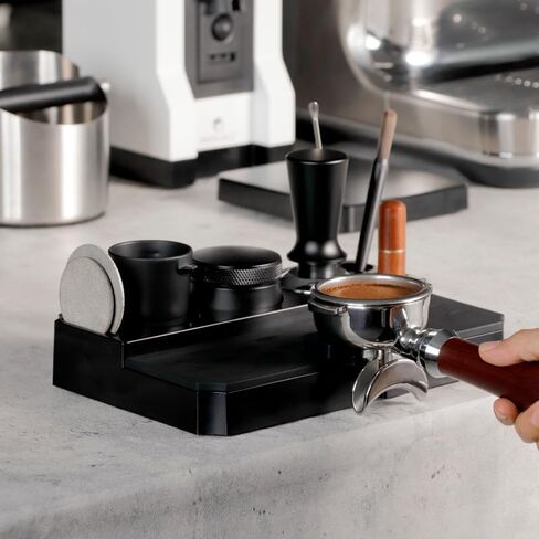 Espresso Tamping Station, Coffee Tamper Holder Base for 51/54/58MM Espresso Tamper Portafilters, Espresso Tamp Mat Organizer- Can be Adjustable Stand Height in Saudi Arabia