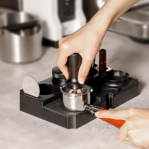 Espresso Tamping Station, Coffee Tamper Holder Base for 51/54/58MM Espresso Tamper Portafilters, Espresso Tamp Mat Organizer- Can be Adjustable Stand Height in Saudi Arabia