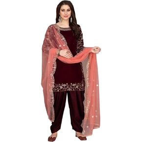 Ready To Wear Designer Indian Pakistani Velvet Ethnic Wear Punjabi Patiala Salwar Kameez For Women
