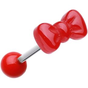 Covet Jewelry Cutesy Bow-Tie Acrylic Barbell Tongue Ring