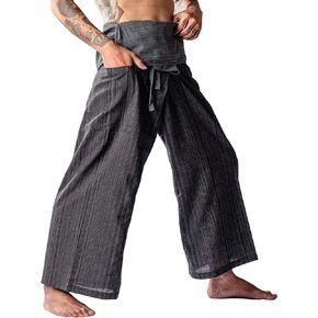 Thai Fisherman Pants 2 Tone for Men Women Yoga Pants - Martial Arts Pants Gray Black