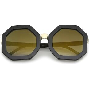 zeroUV Retro Metal Nose Bridge Octagon Shape Oversize Sunglasses 53mm