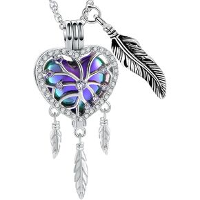 shajwo Dream Catcher Urn Necklace Heart Cremation Jewelry for Ashes for Women Men Angel Wing Flower Memorial Hollow Pendant in Kuwait