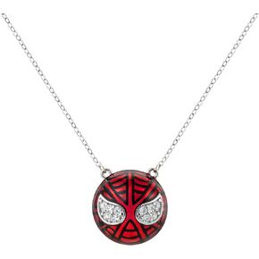 Bolenvi Spiderman Spider Man Necklace Jewelry, CZ Enamel & 925 Sterling Silver Adjustable Chain