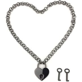 Succuba Padlock Necklace Chain Collar Choker with Two Keys and Box for Women,Girls and Men