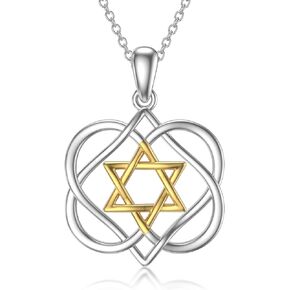MISTBEE Valentine's Day Gifts Irish Celtic Knot Necklace Sterling Silver Star of David/Eye of Horus/Cross Clover/Snowflake Pendant Jewelry Gifts for Women Girls