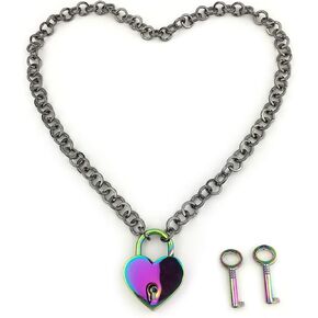 Succuba Padlock Necklace Chain Collar Choker with Two Keys and Box for Women,Girls and Men