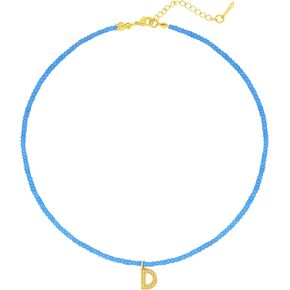 Initial Necklaces for Women Beaded Necklace for Teen Girls Choker Necklace for Women Dainty Letter Necklace 18K Gold Plated Cubic Zirconia Pendant Necklace Y2K Jewelry Gift