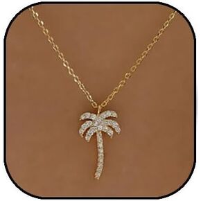FUTIMELY Palm Coconut Tree Pendant Necklace for Women Stainless Steel Tropical Pendant Rope Chain Necklace for Girls Hawaiian Summer Beach Jewelry Gifts