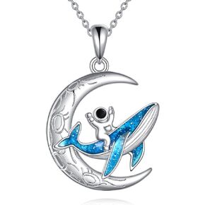 LUHE Astronaut Necklace Sterling Silver Astronaut Pendant Necklace Space Necklace Planet Necklace Jewelry Gifts for Girls Women