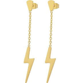 Edforce Stainless Steel Women's Girls Teens Earrings Lightning Bolt Dangle, 60mm/2.4in