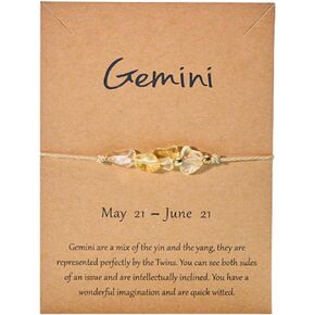 12 Constellation Natural Stone Bracelet with Cards Healing Crystals Gemstone Beaded Charms Bracelet for Couples Friendship Reiki Yoga Meditation Spiritual Jewelry Birthday Gifts