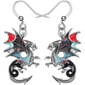 Enamel Alloy Dragon Earrings Fantasy Dinosaur Drop Dangle Fashion Jewelry For Women Girls Charm Gift