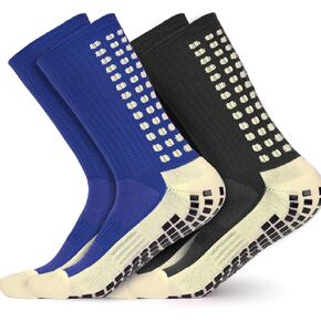 Wrzbest 2 Pair Anti Slip Soccer/Football/Basketball/Hockey/Futbol Yoga Sports Socks with Grips for Adults Shoe Sizes 6-11.5 (2 Pair Anti Slip Ankle Socks)