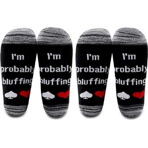 LEVLO Funny Poker Lovers Gifts I'm probably bluffing Men Cotton Socks for Poker Player