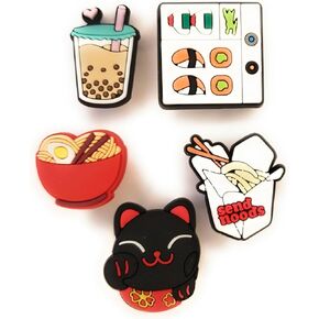 WorkedLikeACharm Ramen Noodles Sushi Boba Tea Shoe Charms for Clog Shoes Decoration Gift