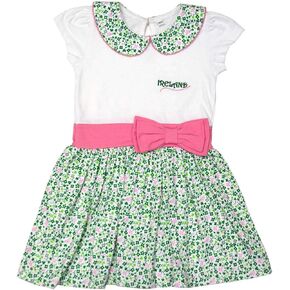 White Floral Print Shamrock Pink Bow Ireland Kids Girls Dress