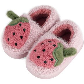 ESTAMICO Girls Cute Slippers with Memory Foam Kids Plush Warm Winter House Shoes