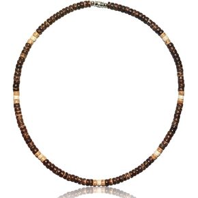 Mens and Womens Brown, Tan and Cream Real Coconut Beads, Summer Beach Surfer Necklace From the Philippines - 5mm (3/16")