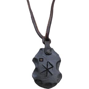 Hand Forged Iron Love Rune Pendant Viking Runic Amulet Nordic Pendant Talisman Necklace Norse Runes Jewelry