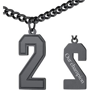 FindChic Sports Jersey Number 0 to 9 Necklaces for Men Boys Stainless Steel/ 18K Gold Plated/Black Custom 00-999 2/3 Digits Number Pendant Personalized Jewelry, with Gift Box