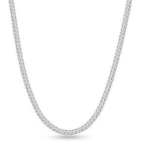 BRIJEWNES 925 Sterling Silver Clasp 2mm Franco Box Chain for Men Women Diamond Cut Silver Chain for Men Mens Silver Chain 16 18 20 22 24 26 30 Inch
