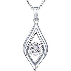 YL Eye Necklace 925 Sterling Silver Dancing Diamond Pendant 1.42ct Created Emerald/Ruby/Sapphire/ZirconiaJewelry for Women