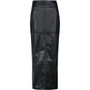 Long Skirts for Women Trendy High Waisted A Line Business Casual Leather Maxi Skirt with Slit Dressy