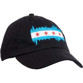 Chicago City Flag Skyline | Chi Pride Baseball Hat Men Women 312 Dad Black Cap