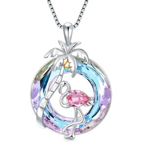TOUPOP Flamingo Gifts for Women s925 Sterling Silver Flamingo Necklace Pendant with Purple Crystal Flamingo Lovers Jewelry Gifts for Women Girls Girlfriend Birthday Christmas