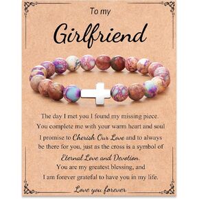 Gifts for Grandma Mom Aunt Daughter Sister Niece, Natural Stone Cros Bracelets for Women, Birthday Christmas Christian Gifts for Women Girls
