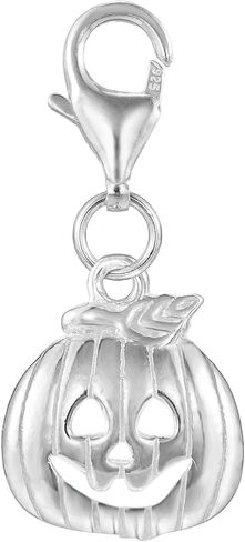 ZooWoo 925 Sterling Silver Halloween Party Pumpkin Clip On Charm Lobster Clasp Thanksgiving Gift for Bracelet Necklace, Sterling Silver, No Gemstone in Kuwait